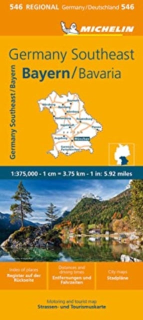 Cover image for 9782067259010 - Germany Southeast, Bavaria - Michelin Regional Map 546