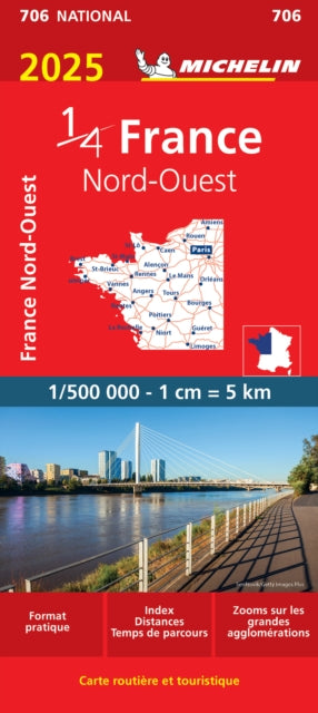 Cover image for 9782067265240 - Northwestern France 2025 - Michelin National Map 706