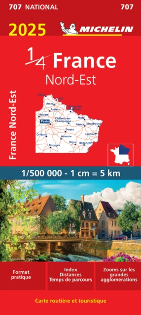 Cover image for 9782067265257 - Northeastern France 2025 - Michelin National Map 707