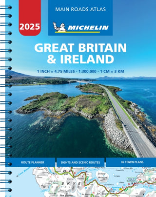 Cover image for 9782067266544 - Great Britain & Ireland 2025 - Mains Roads Atlas (A4-Spiral)