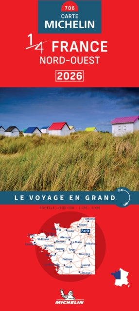 Cover image for 9782067269736 - Northwestern France 2026 - Michelin National Map 706