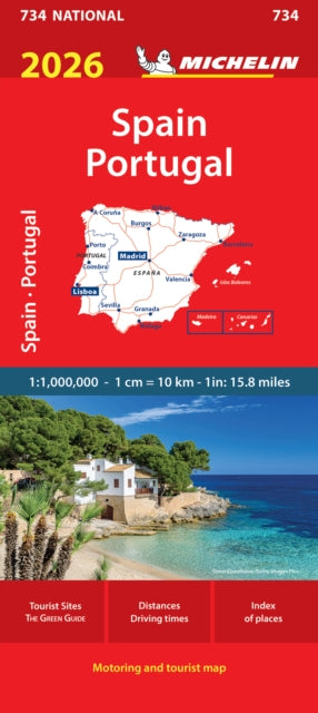 Cover image for 9782067270350 - Spain & Portugal 2026 - Michelin National Map 734