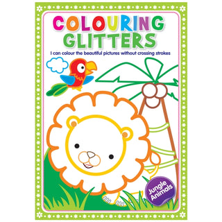 Cover image for 9789355412904 - Glitter Colouring: Jungle Animals - Easy Colouring With Thick Glitter Lines And Colour Guide, Tear And Frame Your Art Work.