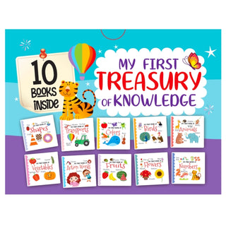 Cover image for 9789355415257 - My First Treasury Of Knowledge: Library Boxset Of 10 Beautifully Picture & Activity Board Books For Preschool & Nursery - Childrens Book , Gift For Kids, Toddlers, And Early Learners