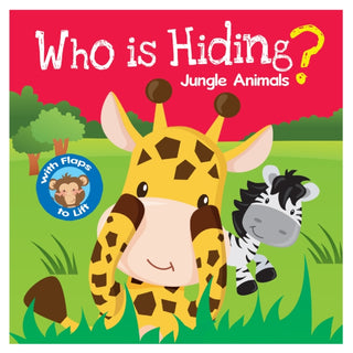 Cover image for 9789355416544 - Who Is Hiding? Jungle Animals: Lift A Flap Board Book For Kids