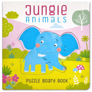 Cover image for 9789355417671 - Jungle Animals Puzzle Book: Board Book With Jigsaw Puzzles For Kids