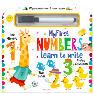 Cover image for 9789355418159 - My First Wipe And Clean Board Book Of Numbers: Includes Wipe And Clean Pen To Write, Learn, Clean And Write Again