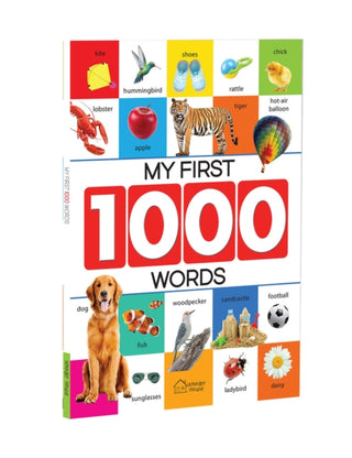 Cover image for 9789388144117 - My First 1000 Words: Early Learning Picture Book to learn Alphabet, Numbers, Shapes and Colors, Transport, Birds and Animals, Professions, Opposite Words