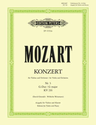 Cover image for 9790014009922 - Concerto No. 3 in G K216