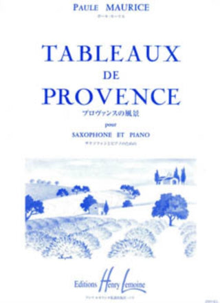 Cover image for 9790230939539 - TABLEAUX DE PROVENCE SAXOPHONE & PIANO