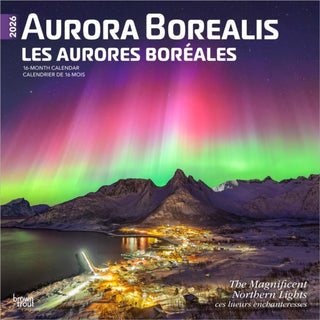 Cover image for 9798330702176 - Aurora Borealis Les aurores boreales 2026 Square Flap English French Foil Calendar