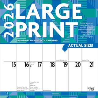 Cover image for 9798330704330 - Large Print 2026 Square Flap Matte Calendar