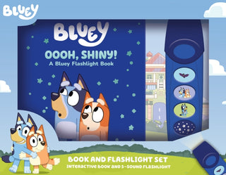 Cover image for 9798384600121 - Bluey: Oooh, Shiny! Book and 5-Sound Flashlight Set