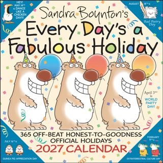 Cover image for 9798881607227 - Sandra Boynton's Every Day's a Fabulous Holiday 2027 Wall Calendar