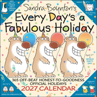 Cover image for 9798881607227 - Sandra Boynton's Every Day's a Fabulous Holiday 2027 Wall Calendar