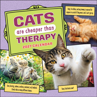 Cover image for 9798881608668 - Cats Are Cheaper Than Therapy 2027 Wall Calendar