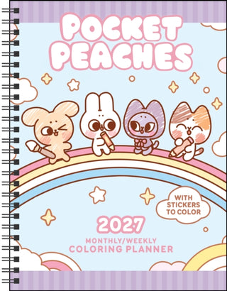Cover image for 9798881610968 - Pocket Peaches 2027 Monthly/Weekly Coloring Planner with Stickers to Color