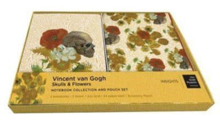 Supplemental image for 9798886631821 - Van Gogh Skulls and Flowers Sewn Notebook Collection and Pouch Set