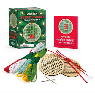 Supplemental image for 9798894140599 - Wooden Christmas Ornaments Cross-Stitch Kit